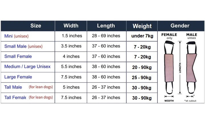 GingerLead Sling Sizes