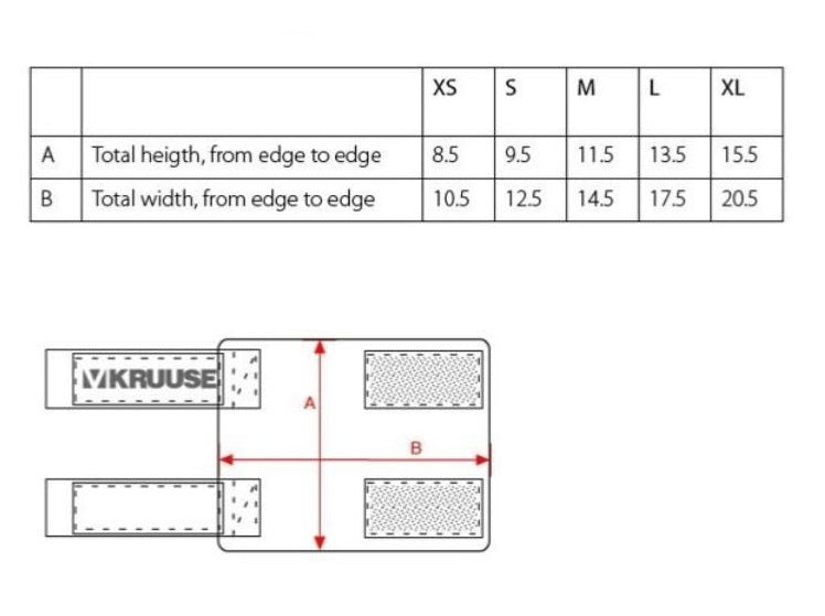 Kruuse Dog Carpal Protector Sizes