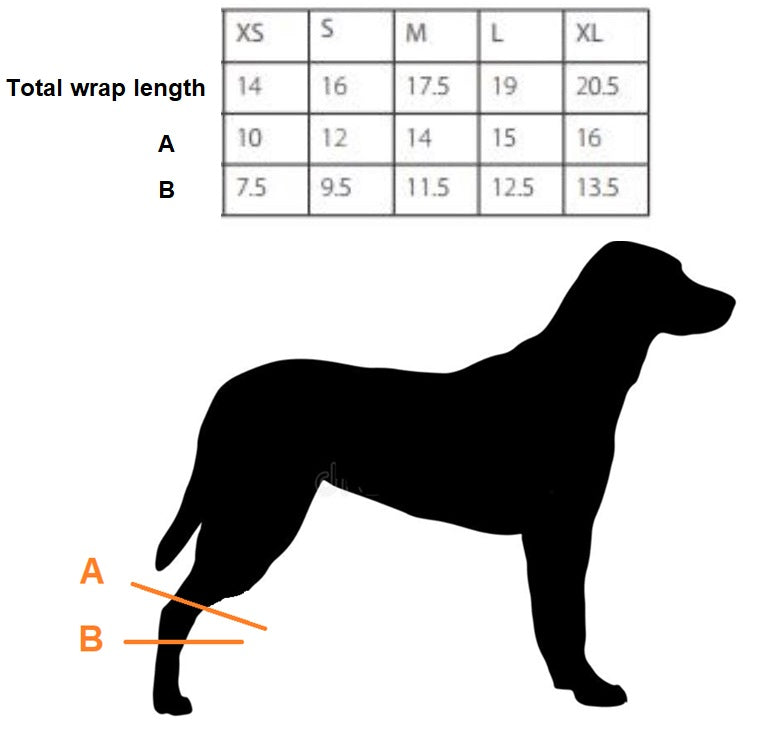 Kruuse Dog Hock Protector Sizes