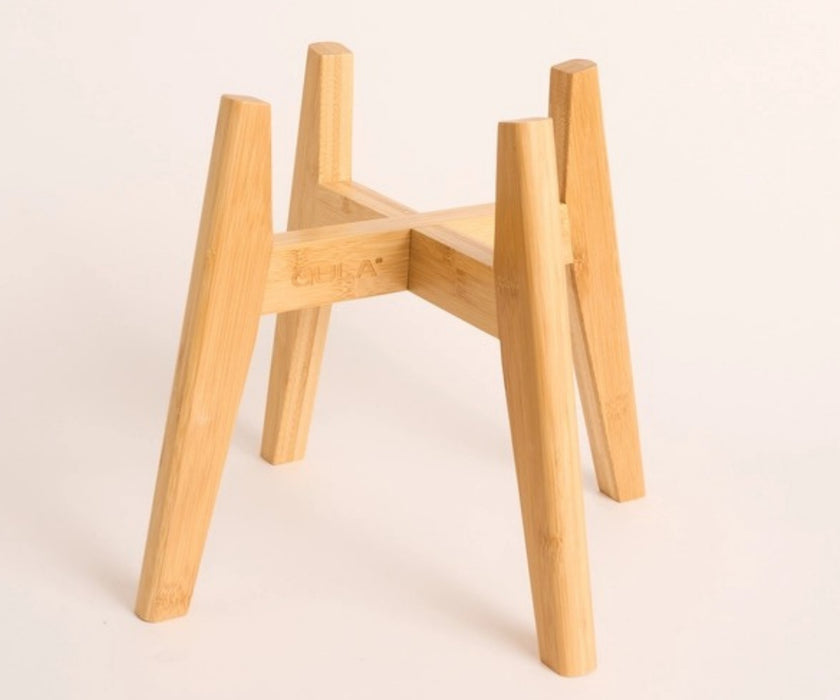 Raised Bamboo Dog Bowl Stand & Stainless Steel Bowl Set - Improve their Posture when Eating & Drinking (one stand & one bowl)