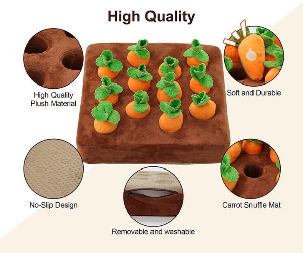 Interactive Carrot Garden Game for Dogs - Mentally Stimulating Snuffle Toy