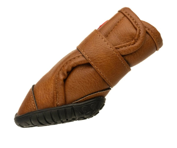 Leather Dog Tan Dog Boots with Fleece Lining - Durable Boots for Comfort & Protection (four boots)
