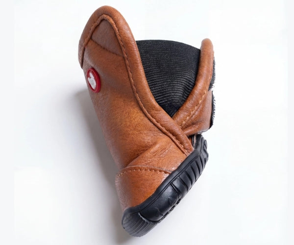 Leather Dog Tan Dog Boots with Fleece Lining - Durable Boots for Comfort & Protection (four boots)