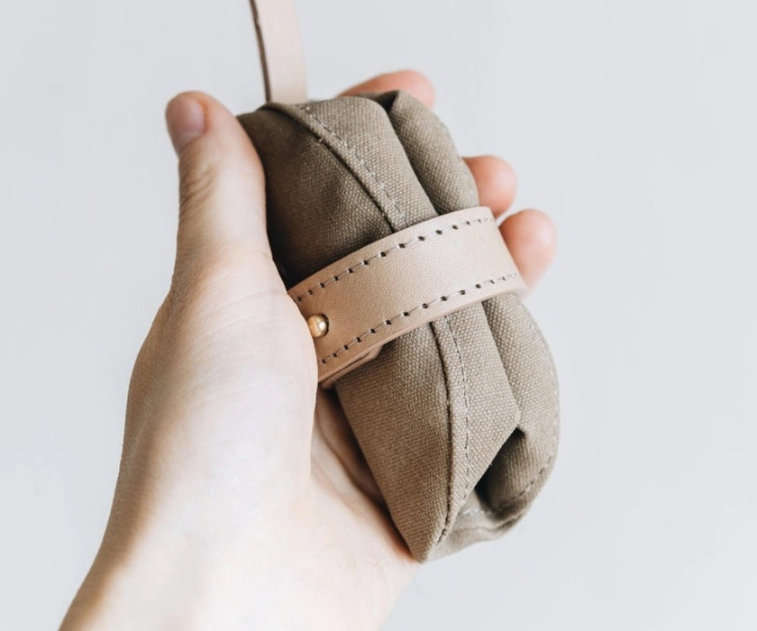 Foldable Waxed Canvas Dog Travel Bowl by Melo - Easily Roll Down with Carabiner Clip for Walks & Travel