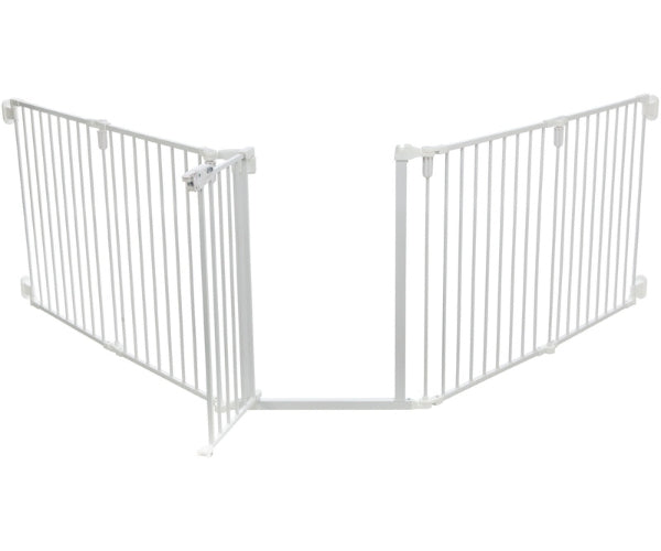 5 Panel Dog Metal Barrier with Gate Opening - Keep Your Dog Safe and Secure (300cm Max Width x 76.5cm High)