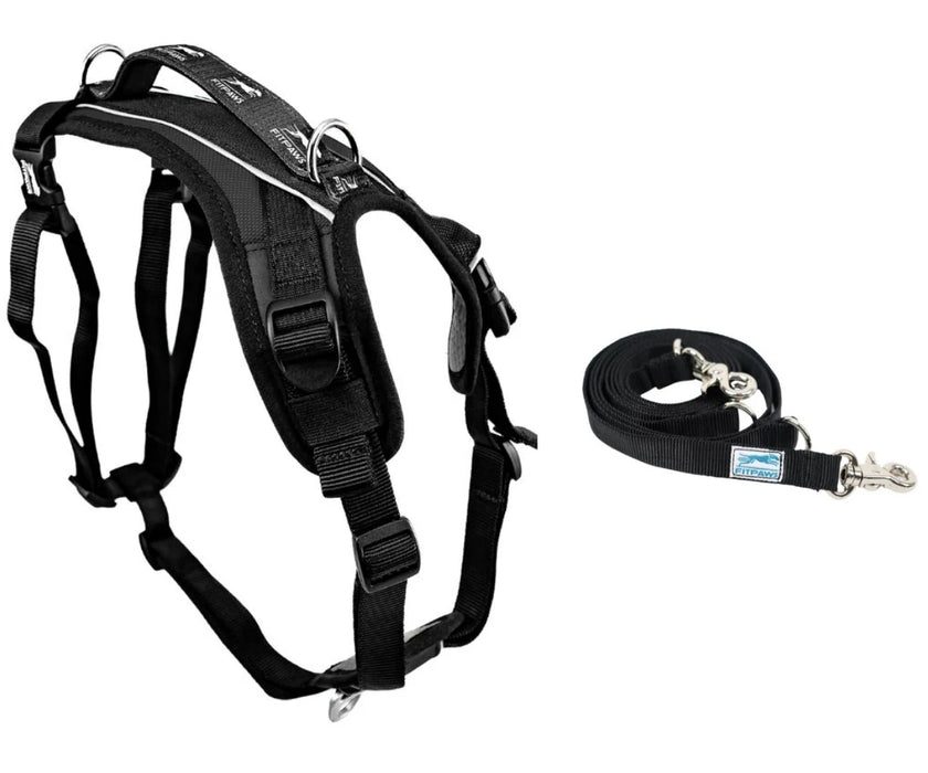 Made to Move Front Dog Harness and Lead - For Training, Walks, Hydrotherapy etc (Black)