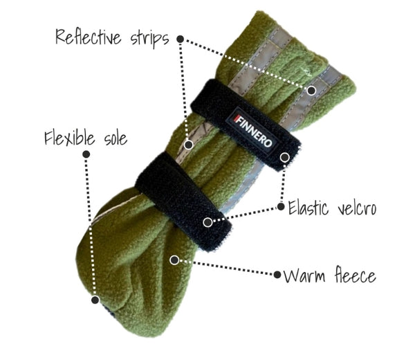 Reflective Tall Dog Boots - Fleece Reflective Boots, Keeps Your Dog Warm & Safe (four boots)