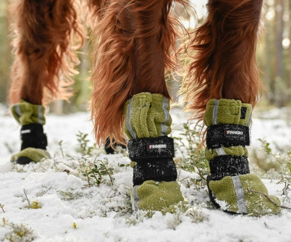 Reflective Tall Dog Boots - Fleece Reflective Boots, Keeps Your Dog Warm & Safe (four boots)