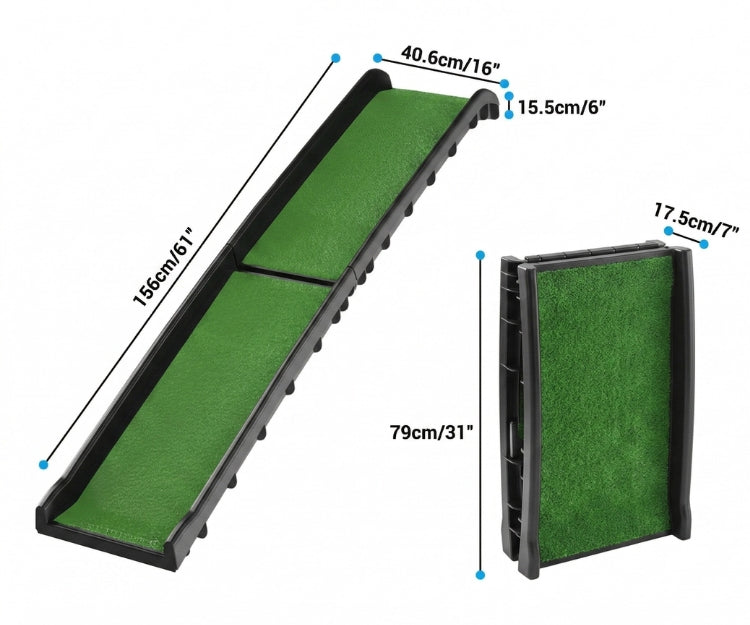 Foldable Non-Slip Dog Ramp by Zoomadog - Portable Access Ramp for Dogs up to 68kg (156cm Long × 41cm  Wide, green)
