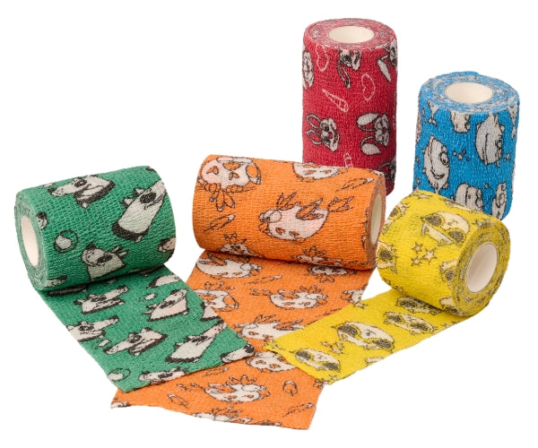 Cartoon Cohesive Elastic Bandages x 10 Rolls. Special Bitter Taste Against Chewing - 7.5cm wide x 4.5m long