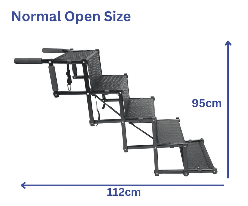 Zoomadog 5-Step Foldable Aluminum Dog Steps - Heavy Duty Accessibility for Dogs Up To 60kg (95cm High x 112cm Deep)