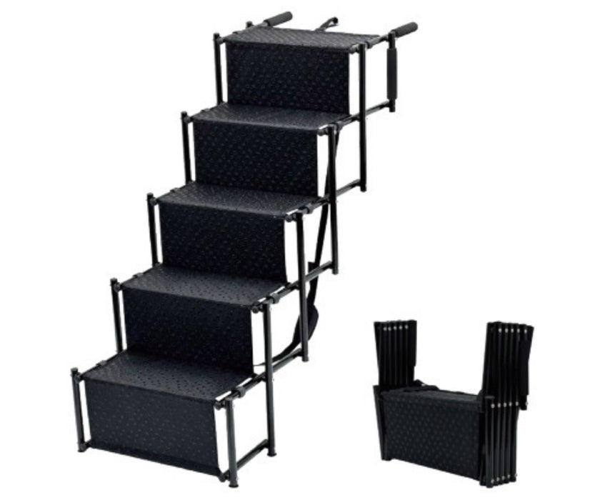 Zoomadog 5-Step Foldable Aluminum Dog Steps - Heavy Duty Accessibility for Dogs Up To 60kg (95cm High x 112cm Deep)