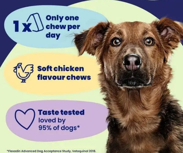 Flexadin Advanced UC-II Joint Supplement for Dogs - Supports Joint Health & Mobility 30 or 60 Chews