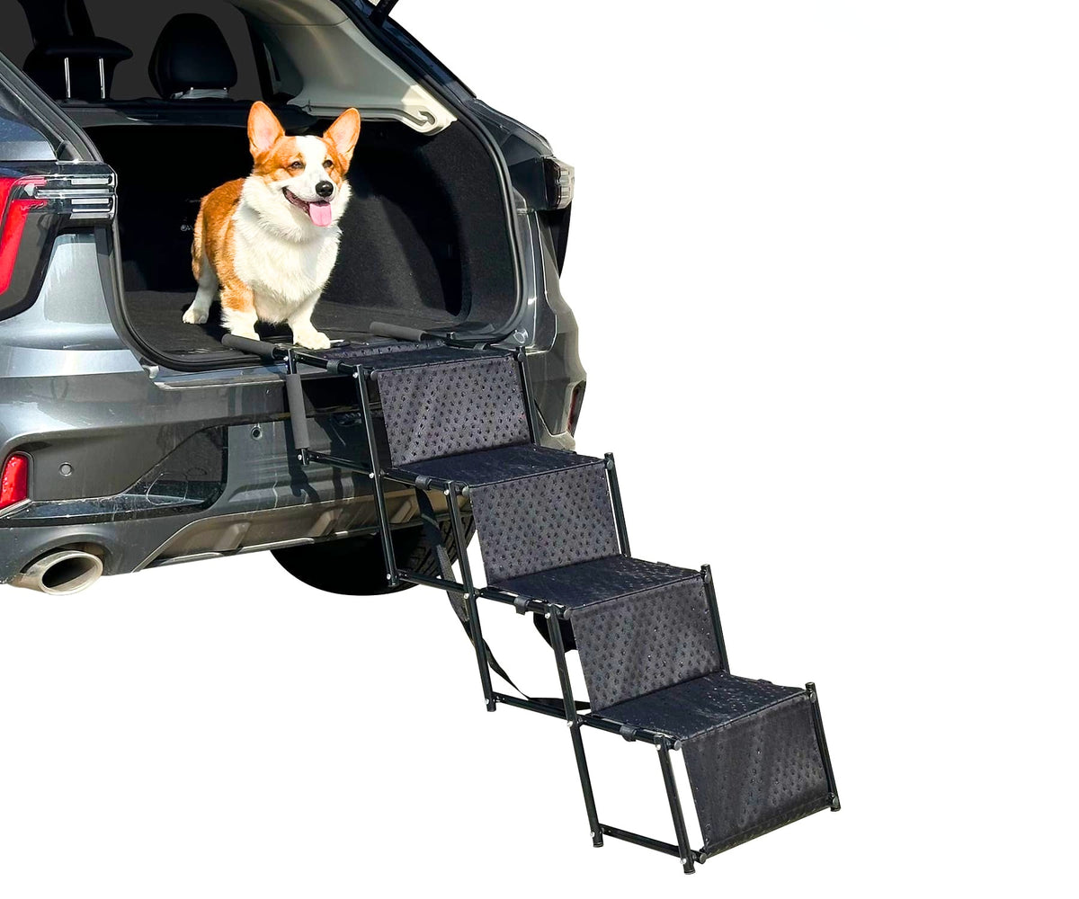 Zoomadog 4-Step Foldable Aluminum Dog Steps - Give Greater Access