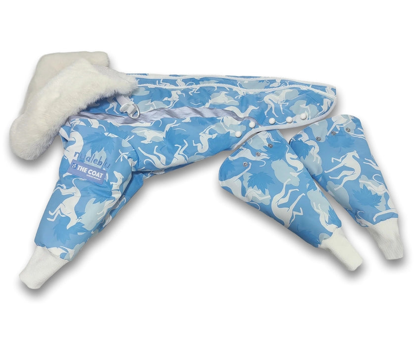 Hunnyboots Blue 'Nudleblu' Greyhound Winter Coat - Keep Your Greyhound Amazingly Warm
