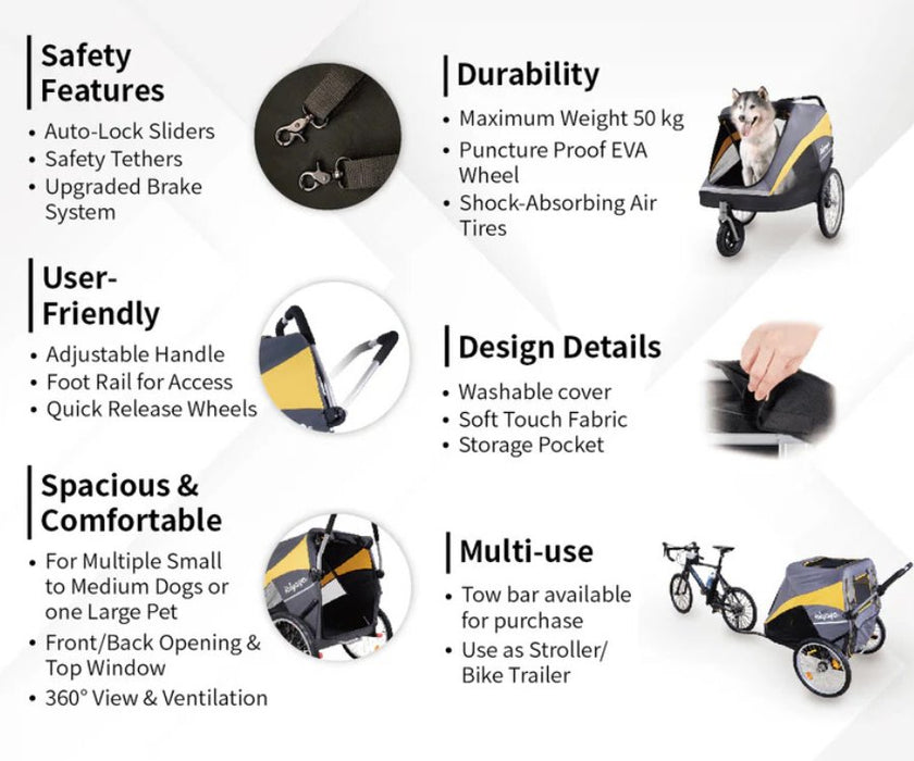 'Hercules' Dog Stroller - Dogs under 50kg - 2 Year Warranty