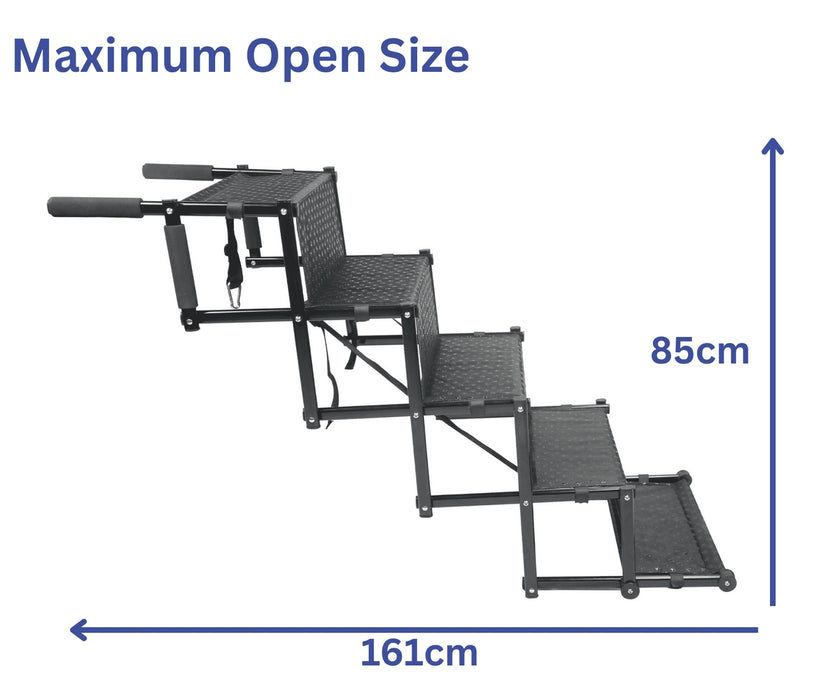 Zoomadog 5-Step Foldable Aluminum Dog Steps - Heavy Duty Accessibility for Dogs Up To 60kg (95cm High x 112cm Deep)