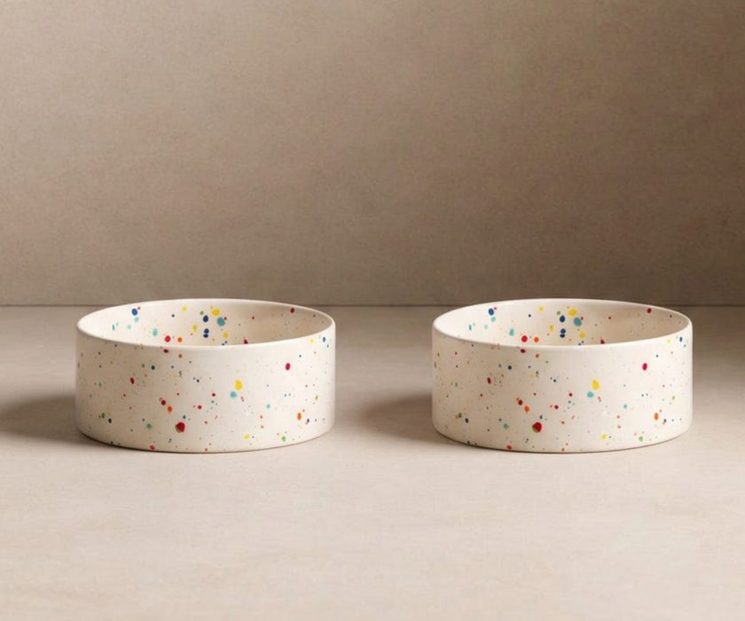 Egg Back Home Stoneware Dog Bowl 14cm - Handmade Ceramic Feeding Bowls (two bowls)