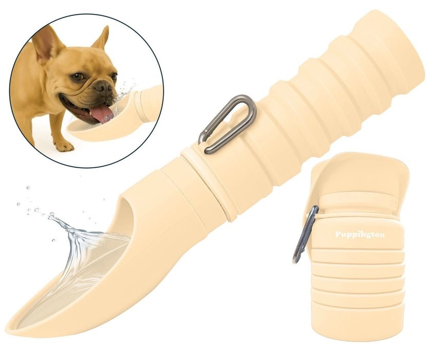 Dog Travel Water Bottle by Puppington - Leakproof Collapsible Bottle with Built-In Drinking Bowl 550ml