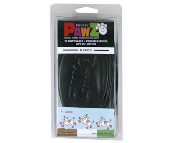 PawZ Rubber Dog Boots - Waterproof & Best For Light Use (Black)