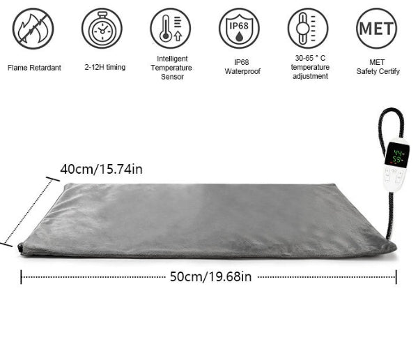 Warm Heated Electric Mat for Dogs - Adjustable Temperature Warms Your Dog's Joints & Helps Arthritis 50x70cm