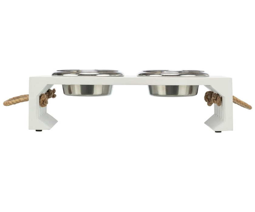 Dog High Feeder Stainless Steel Bowls - Make Your Dog Comfortable. Two Bowls. Wooden Frame