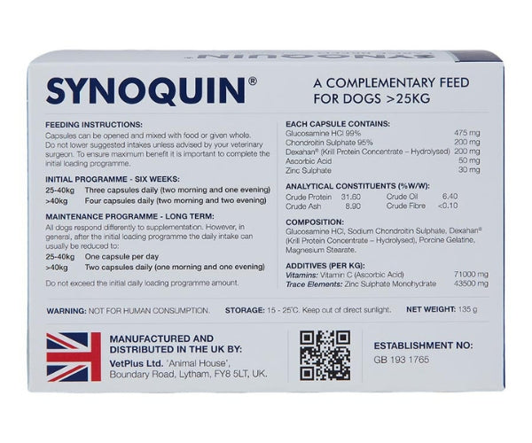SYNOQUIN Large Breed Joint Supplement for Dogs - Joint & Arthritis Support 120 Capsules