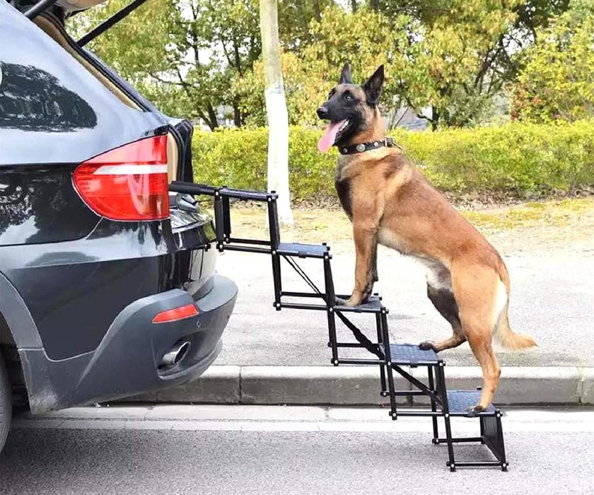 Zoomadog 5-Step Foldable Aluminum Dog Steps - Heavy Duty Accessibility for Dogs Up To 60kg (95cm High x 112cm Deep)