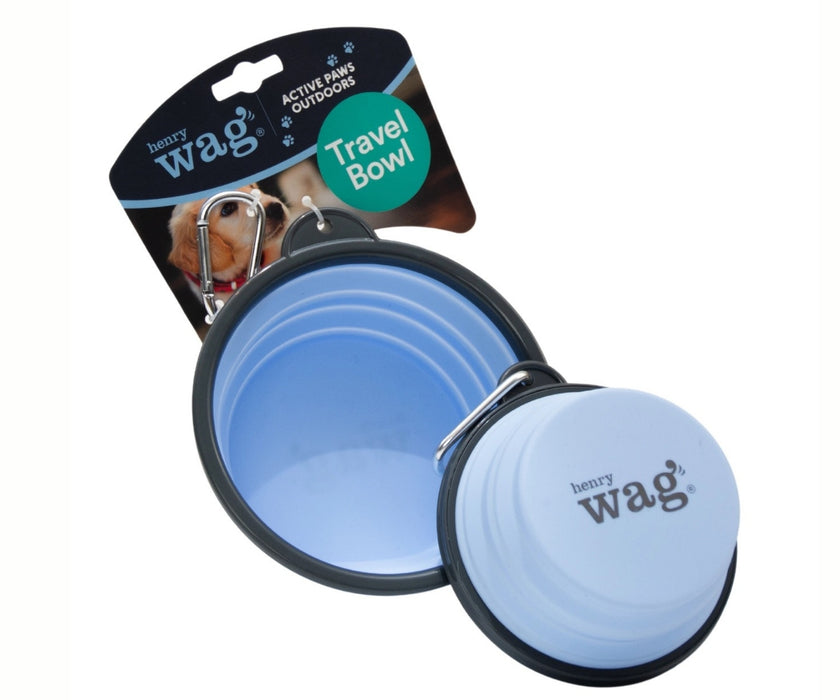 Henry Wag Dog Travel Bowl - Collapsible Dishwasher Safe Bowl with Clip 750ml