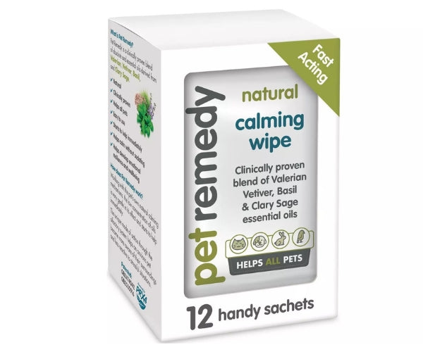 Pet Remedy Calming Wipes for Dogs - Simple Anxiety Support, Pack of 12