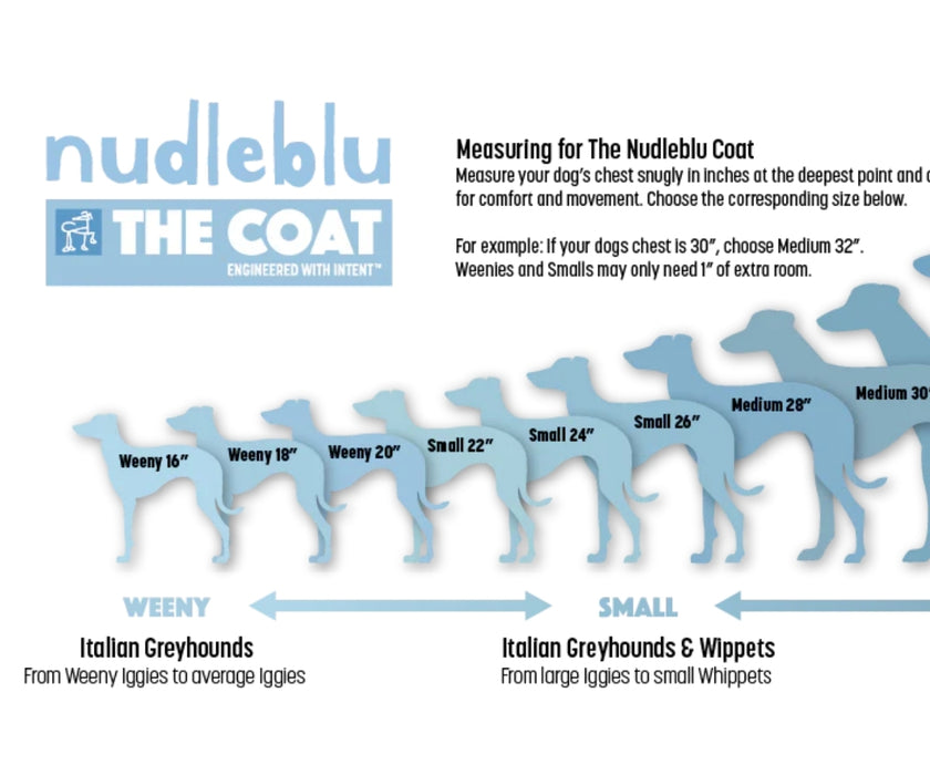 Hunnyboots Blue 'Nudleblu' Greyhound Winter Coat - Keep Your Greyhound Amazingly Warm