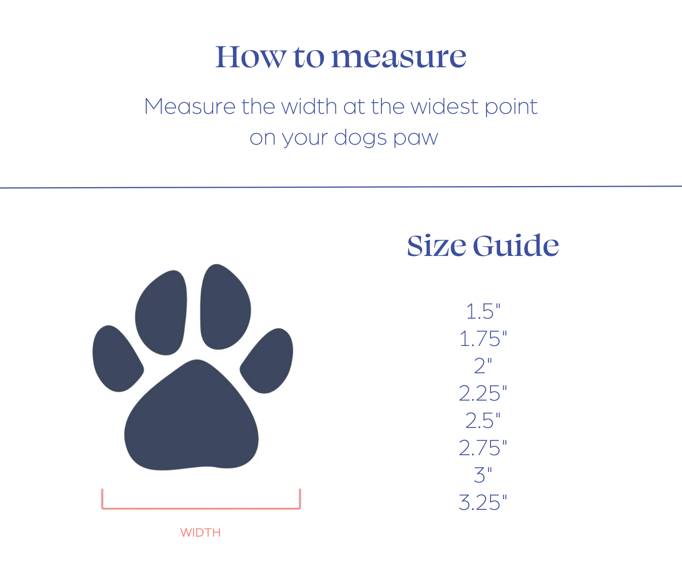 Measure across widest part of paw when bearing weigh