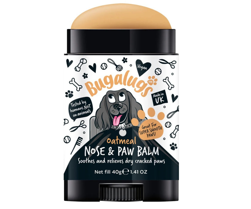 Bugalugs Oatmeal Dog Nose & Paw Balm Stick - Moisturises Dry & Cracked Skin Keeps Noses & Paws Smooth 40g