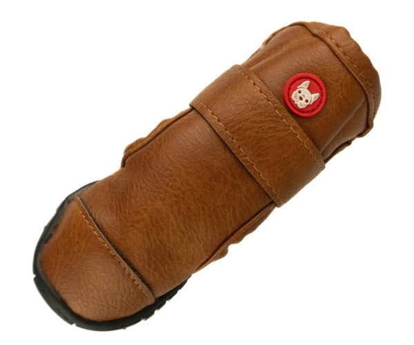 Leather Dog Tan Dog Boots with Fleece Lining - Durable Boots for Comfort & Protection (four boots)
