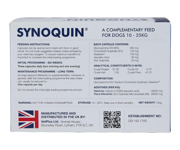 SYNOQUIN Medium Breed Joint Supplement for Dogs - Joint & Arthritis Support 120 Capsules