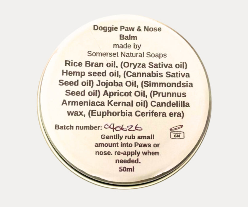 Somerset Natural Soaps Dog Paw & Nose Balm - Natural Ingredients for Soothing Dry Skin & Treating Post-Op Shaving Rash 50g