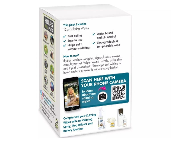 Pet Remedy Calming Wipes for Dogs - Simple Anxiety Support, Pack of 12