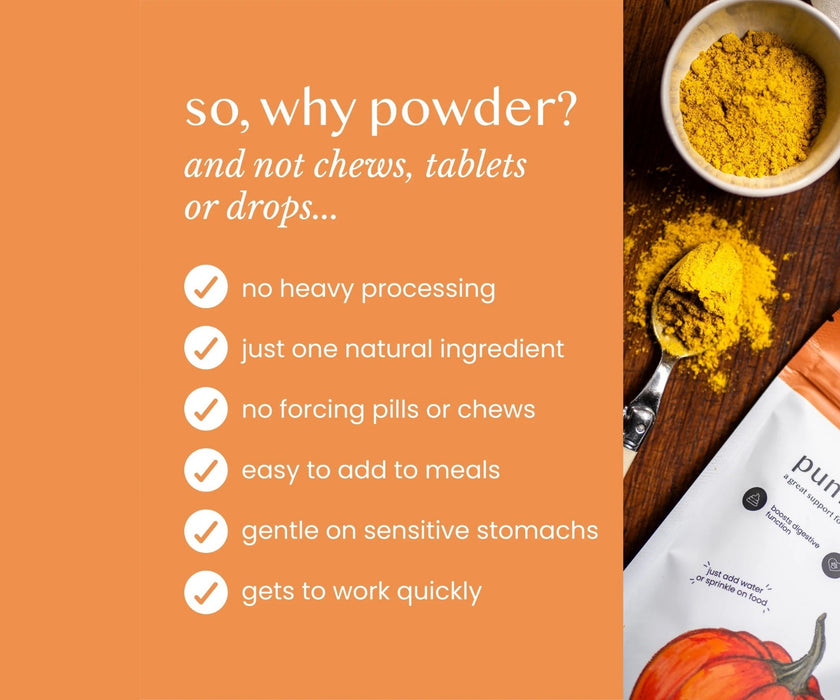 Fettle Pure Pumpkin Powder for Dogs - Helps Firm Stools & Supports Healthy Digestion