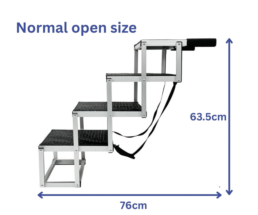 Zoomadog 4-Step Aluminium Foldable Dog Steps - Help With Car Access for Dogs up to 70kg (63.5cm High × 76cm Deep)