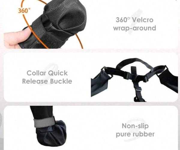 Waterproof Long Dog Boots - Secure & Waterproof for Winter Paw Protection (four boots)