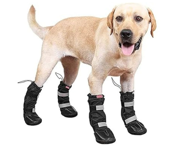 Zoomadog Reflective Waterproof Dog Boots - Durable Non-Slip Boots to Keep Paws & Legs Dry (four boots)