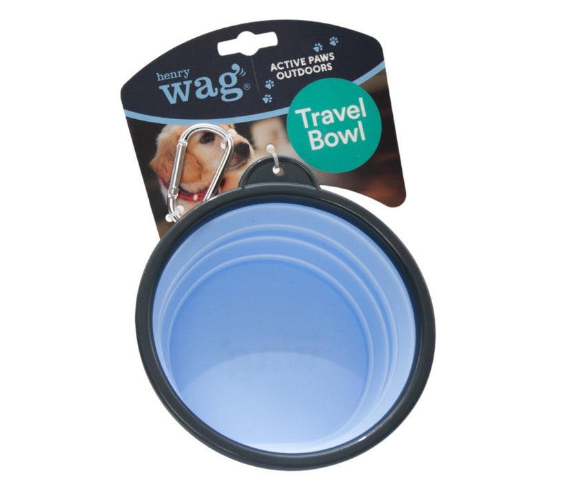 Henry Wag Dog Travel Bowl - Collapsible Dishwasher Safe Bowl with Clip 750ml