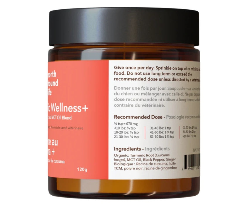 North Hound Life Dog Turmeric Wellness+ Supplements - Natural Joint Support for Mobility, Inflammation & Everyday Health 120g