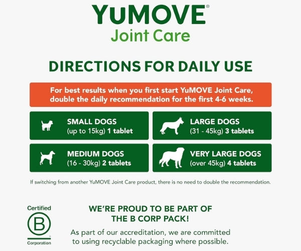 YuMOVE Joint Care for Young Dogs - Supports Active & Growing Joints 60 or 240 Tablets