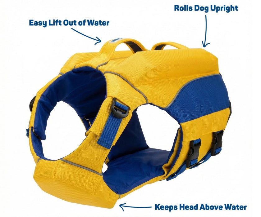 Baydog Monterey Bay Offshore Dog Life Jacket - Enhanced Chest Flotation Design & Dual Rescue Handles