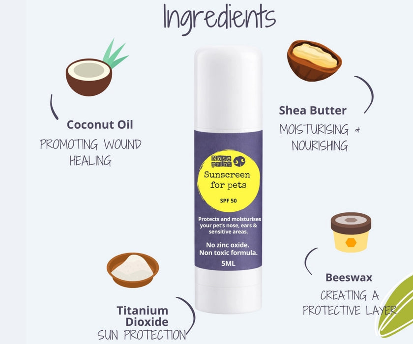 Noseprint Dog Sunscreen SPF 50 Stick - High Protection Sunscreen Stick for Sensitive Skin 5ml