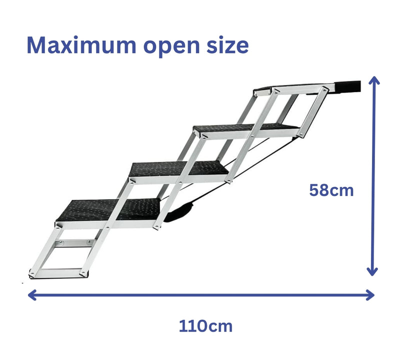 Zoomadog 4-Step Aluminium Foldable Dog Steps - Help With Car Access for Dogs up to 70kg (63.5cm High × 76cm Deep)