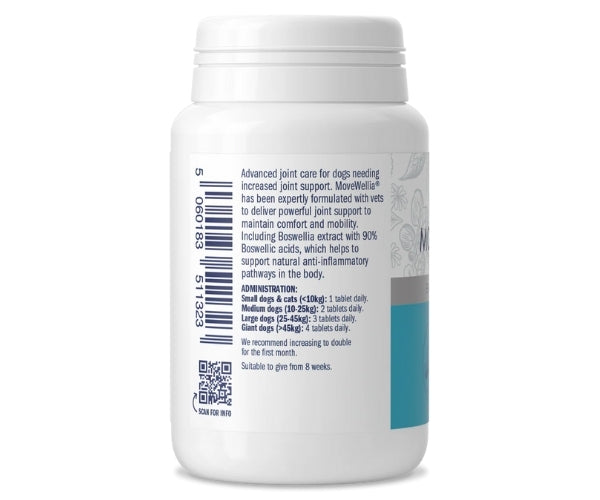 Dorwest MoveWellia Tablets For Dogs - Joint Support & Stiffness Relief 100, 200 or 500 Tablets