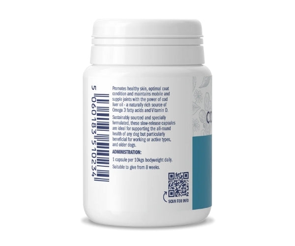 Dorwest Cod Liver Oil Capsules for Dogs - Omega 3 for Healthy Joints & Bones 100 or 200 Capsules