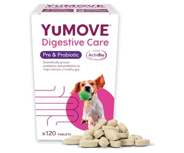 YuMOVE Digestive Care Pre & Probiotic Tablets for Dogs - Daily Digestive Support 120 Tablets